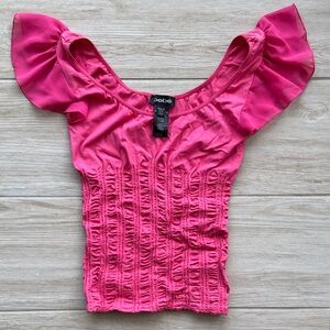 Bebe Fuchsia Ruched Blouse